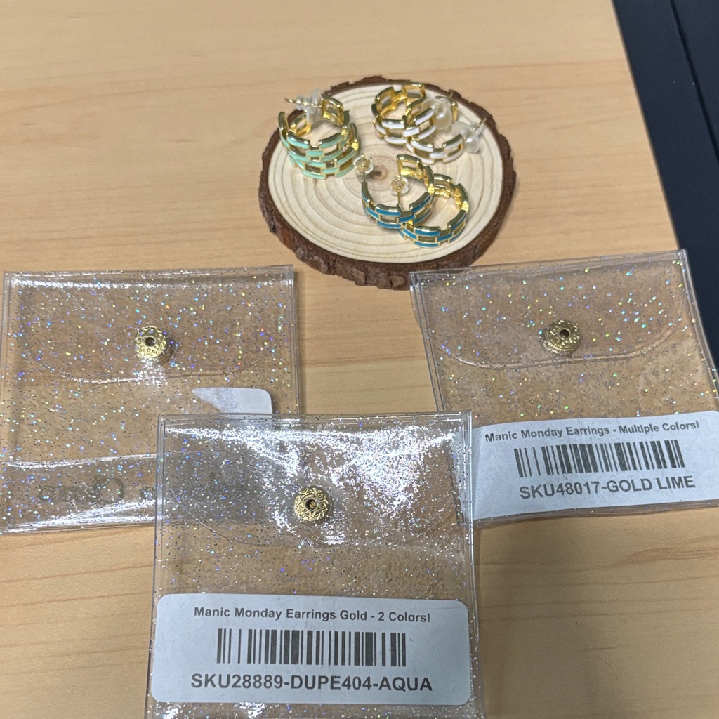 Manic Monday Gold And Aqua Earrings
